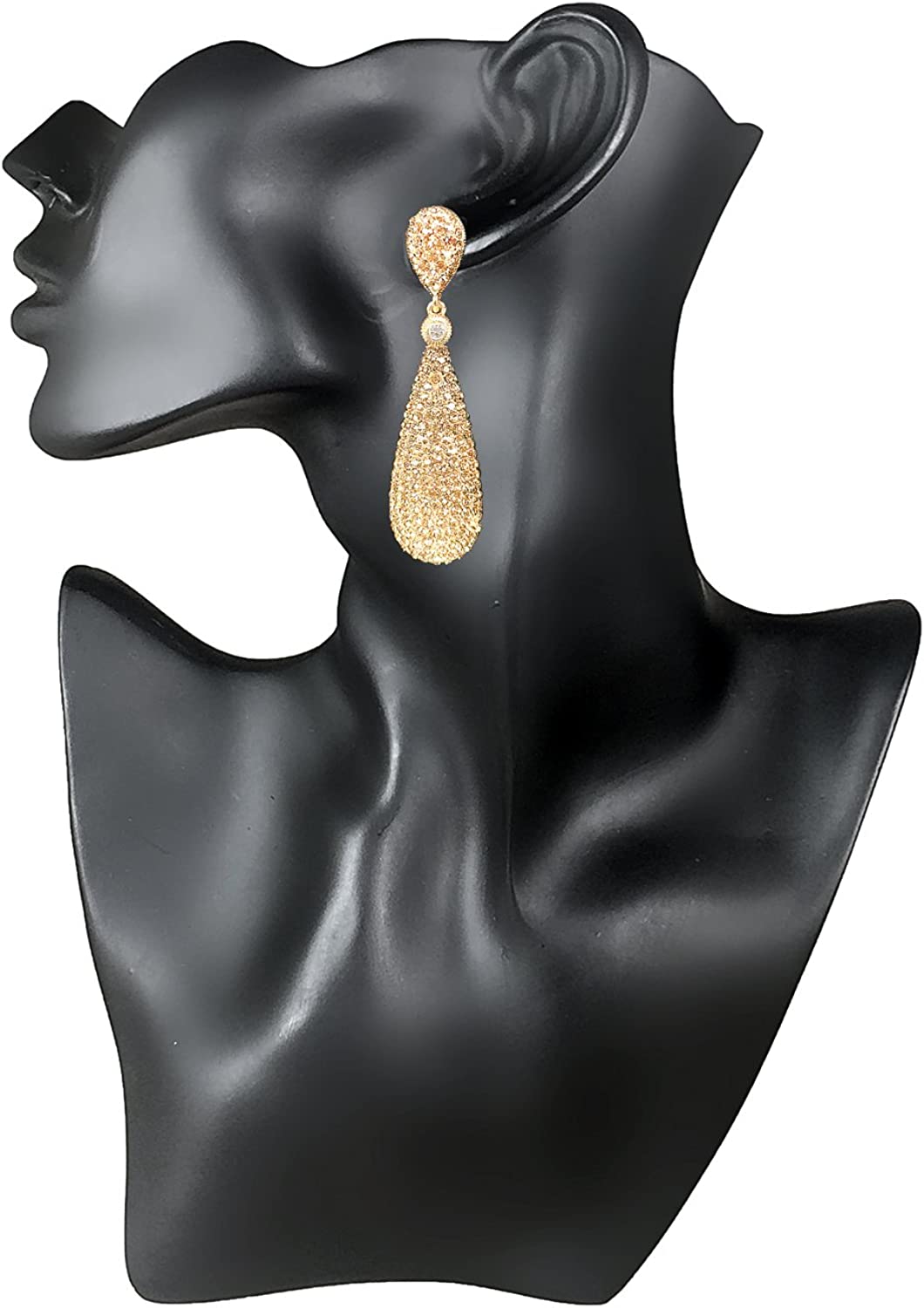 Moonstruck Costume Jewelry Women's Champagne Diamond Golden Dangle Drop Earrings - Image 4